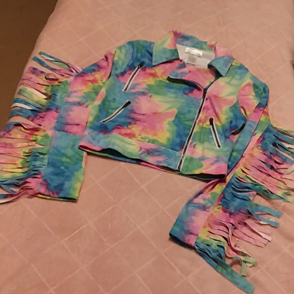 iHeartRaves Jackets & Blazers - Brand new rainbow colored moto jacket